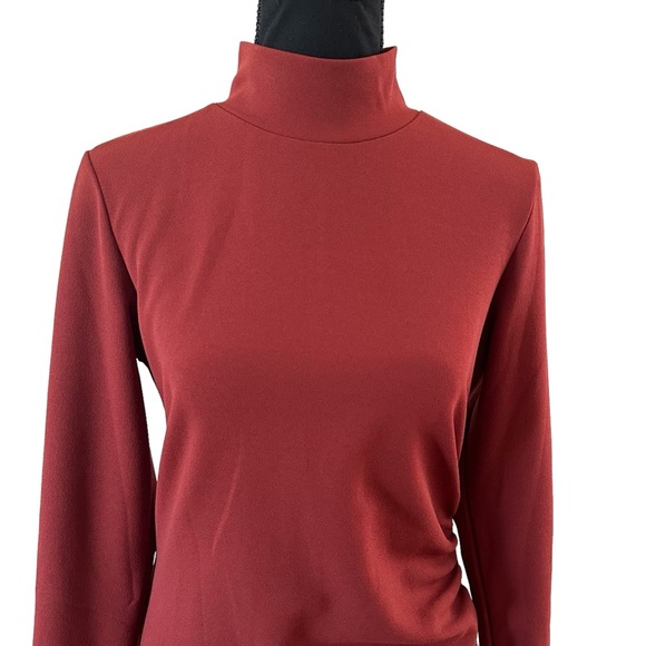 Chelsea 28 Women’s Mock-neck Long Sleeves Midi Dress Burnt Orange Size S - Picture 2 of 7